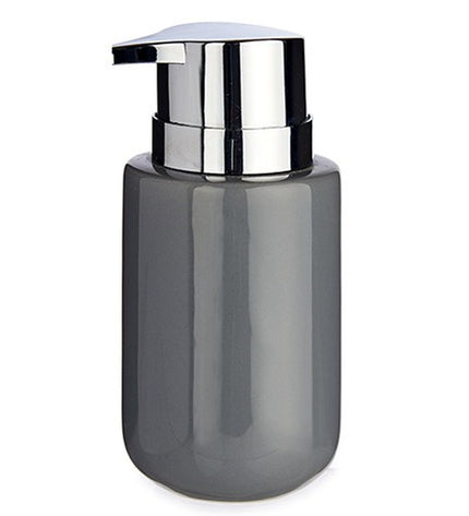 Set of six Berilo gray metal and ceramic soap dispensers, 350 ml, for bathroom and kitchen use, measuring 7x14.5x8.5 cm.