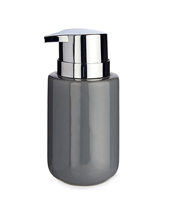 Set of six Berilo gray metal and ceramic soap dispensers, 350 ml, for bathroom and kitchen use, measuring 7x14.5x8.5 cm.