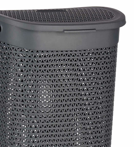 Kipit Antraciet plastic laundry baskets, 60L capacity, 43.5 x 57.5 x 34 cm, set of 6 for household storage and organization.
