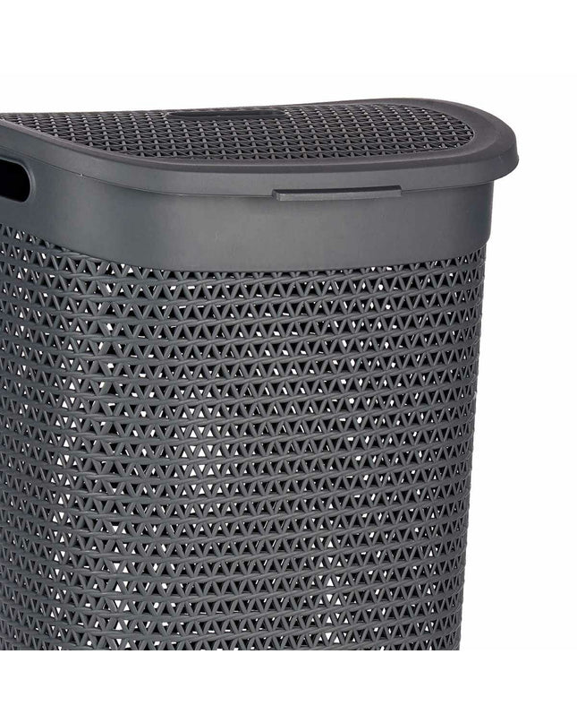 Kipit Antraciet plastic laundry baskets, 60L capacity, 43.5 x 57.5 x 34 cm, set of 6 for household storage and organization.