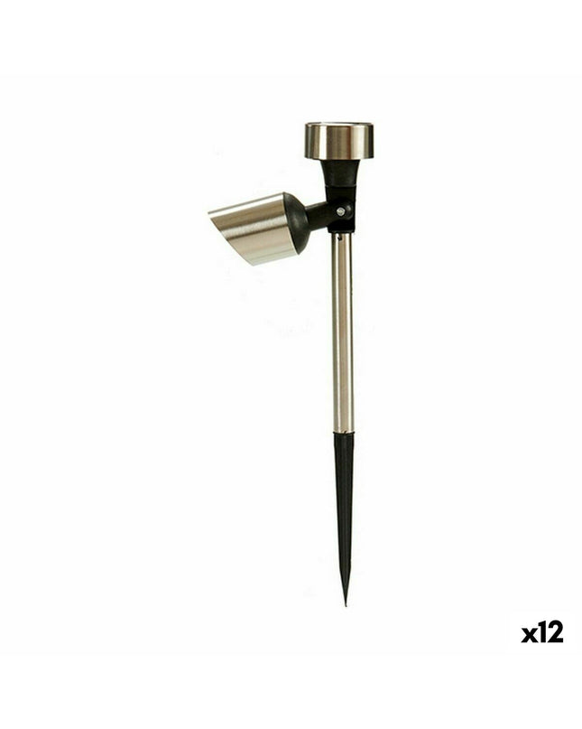 Ibergarden silver-colored steel garden marker with solar-powered hinge, 15x10x28 cm, set of 12 outdoor garden decorations