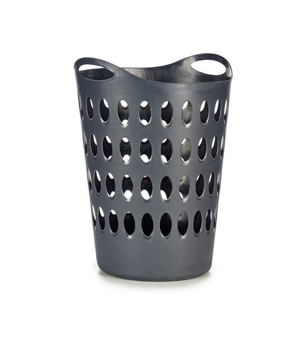 Kipit Antraciet plastic laundry baskets, 50 L capacity, stacked for storage, measuring 44x56x41 cm and 42x56x56.5 cm, set of 12.