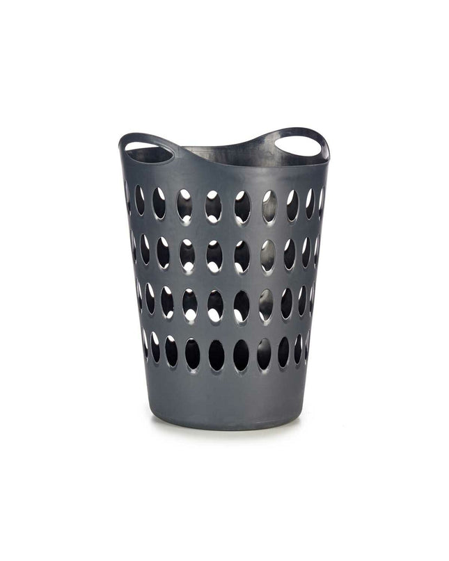 Kipit Antraciet plastic laundry baskets, 50 L capacity, stacked for storage, measuring 44x56x41 cm and 42x56x56.5 cm, set of 12.