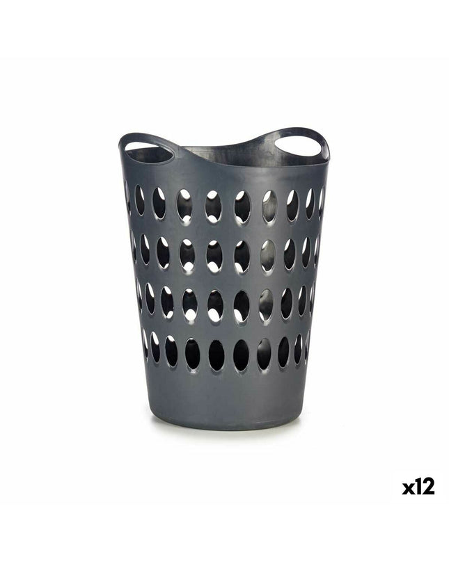 Kipit plastic laundry basket in anthracite, 50L capacity, 44x56x41cm, set of 12, ideal for home storage and organization