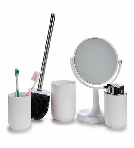 Berilo Badset in wit polypropyleen with 4 bathroom components, measuring 16.5 x 29.5 x 17 cm, set of 6 pieces.