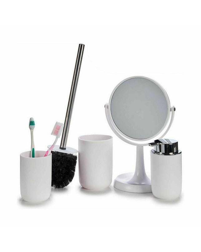 Berilo Badset in wit polypropyleen with 4 bathroom components, measuring 16.5 x 29.5 x 17 cm, set of 6 pieces.