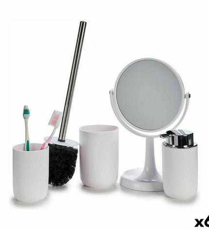 Berilo Badset in wit polypropyleen, 16.5 x 29.5 x 17 cm, 4 onderdelen, huis en koken, bathroom storage set