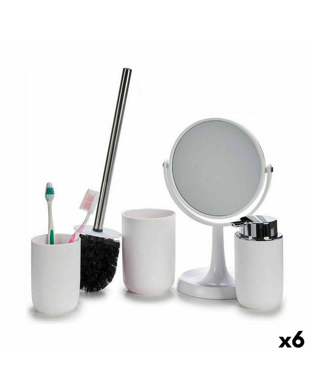 Berilo Badset in wit polypropyleen, 16.5 x 29.5 x 17 cm, 4 onderdelen, huis en koken, bathroom storage set