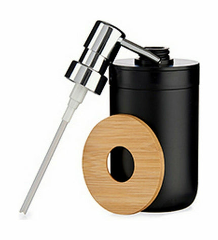 Set of six Berilo black bamboo soap dispensers made of polypropylene, 350 ml, suitable for bathroom and kitchen use.