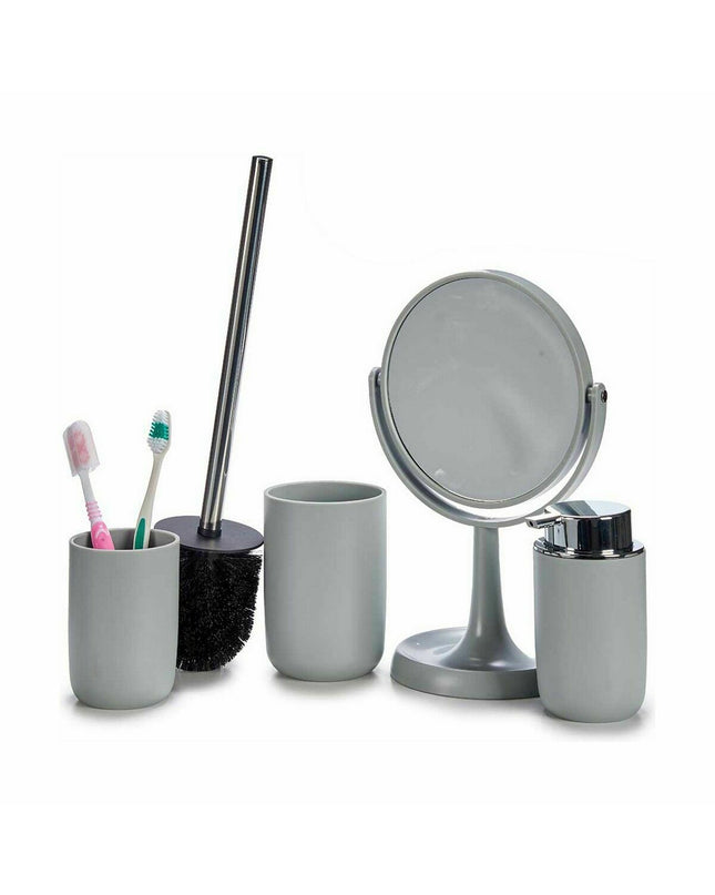Berilo Badset in grijs polypropyleen, 4 onderdelen, dimensions 16.5x29.5x17 cm, suitable for bathroom organization.