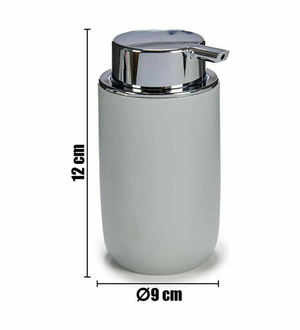 Berilo Grijs polypropylene bathroom set with four pieces, including containers and accessories, measuring 16.5 x 29.5 x 17 cm.