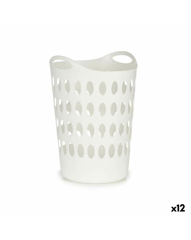 Kipit plastic laundry baskets with 50L capacity, 44 x 56 x 41 cm, set of 12, used for home organization and storage.