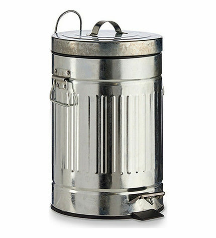 Set of six silver steel pedal bins, 7-liter capacity, ideal for home storage and organization.