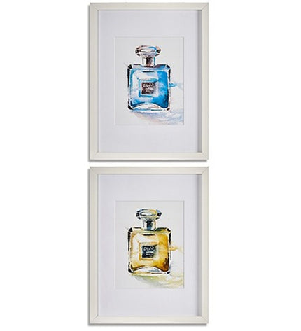 Set of six Gift Decor glass panel wall art with yellow, blue, white, and red colors, measuring 33x3x43 cm for home decor.