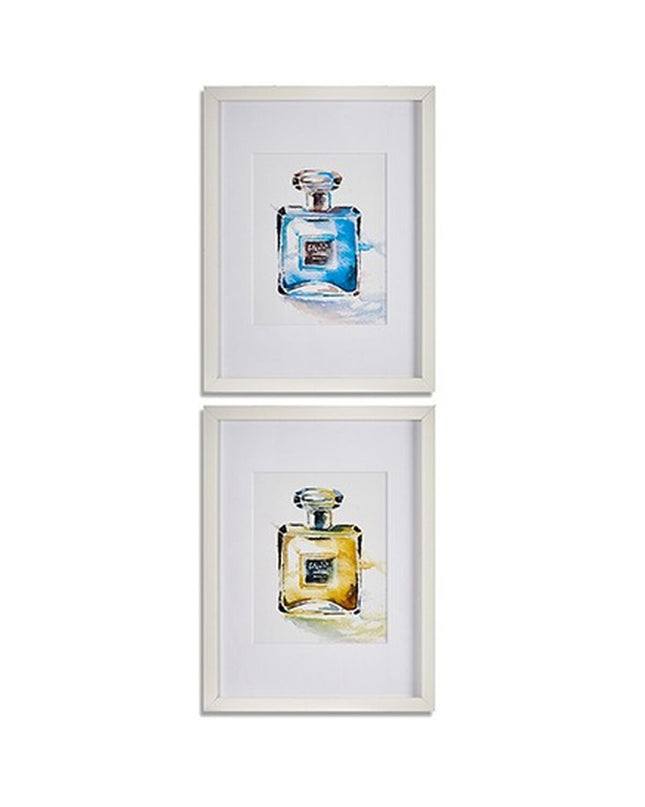 Set of six Gift Decor glass panel wall art with yellow, blue, white, and red colors, measuring 33x3x43 cm for home decor.