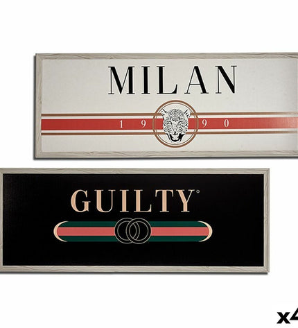 Gift Decor GUILTY MILAN wall art set with beige, black, and crème colors on spaanderplaat, includes 4 decorative paintings.