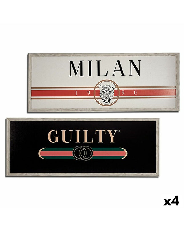 Gift Decor GUILTY MILAN wall art set with beige, black, and crème colors on spaanderplaat, includes 4 decorative paintings.