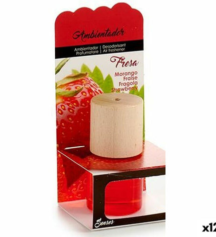 Set of 12 BigBuy Home strawberry air fresheners for home decor and kitchen use, featuring bright pink packaging and fresh fruit design.