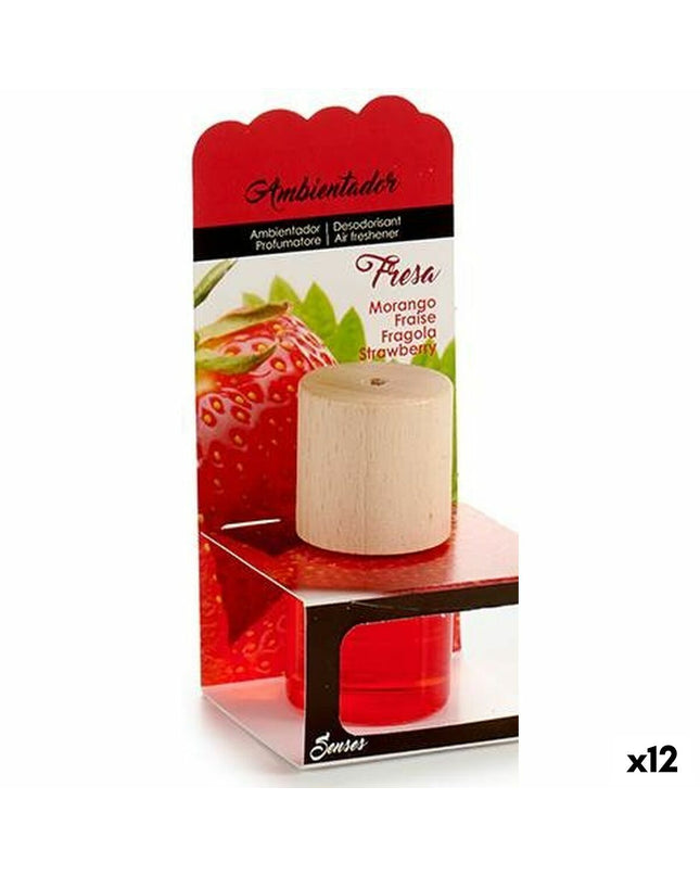Set of 12 BigBuy Home strawberry air fresheners for home decor and kitchen use, featuring bright pink packaging and fresh fruit design.