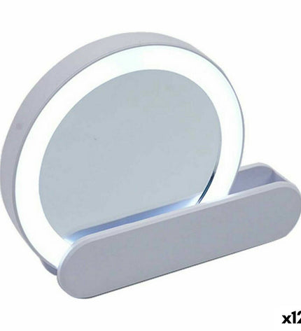 Set of 12 Berilo Wit ABS LED bathroom mirrors, 9x2x10 cm, with integrated lighting for home and kitchen use.