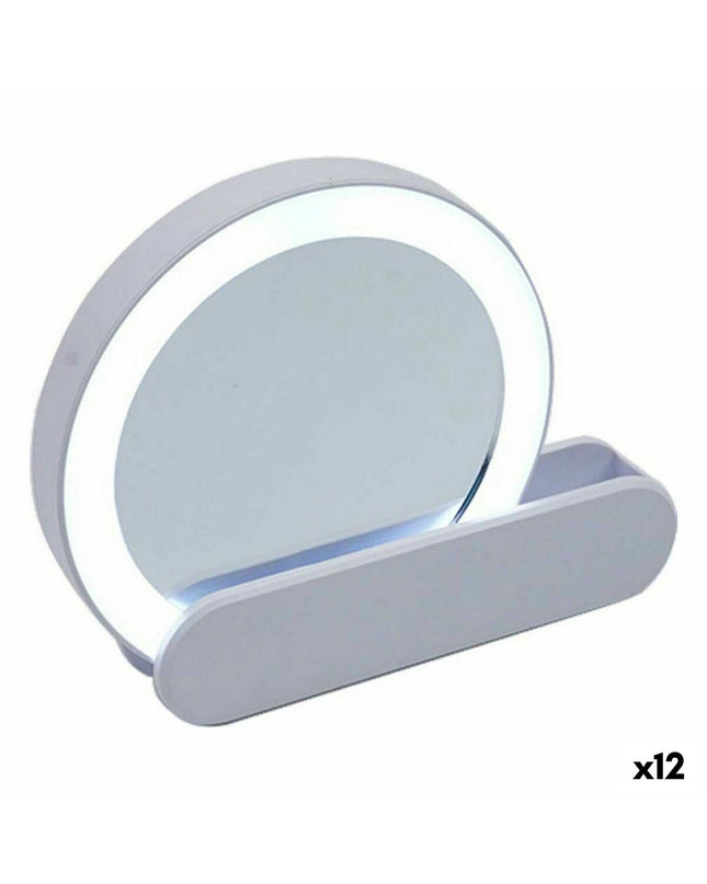 Set of 12 Berilo Wit ABS LED bathroom mirrors, 9x2x10 cm, with integrated lighting for home and kitchen use.