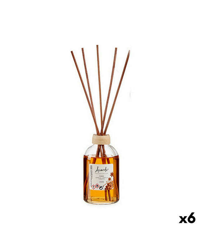 Set of six Acorde Parfum Sticks Acorde Kaneel 100 ml for home decor and fragrance, featuring cinnamon-scented reed diffusers.