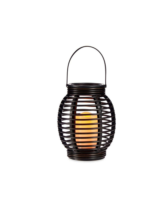 Set of nine dark gray Ibergarden LED outdoor garden lanterns, 16x20x16 cm, perfect for outdoor decor and lighting.