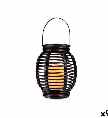 Set of nine Ibergarden outdoor LED lanterns in dark gray plastic, 16x20x16 cm, for garden decoration and outdoor lighting.
