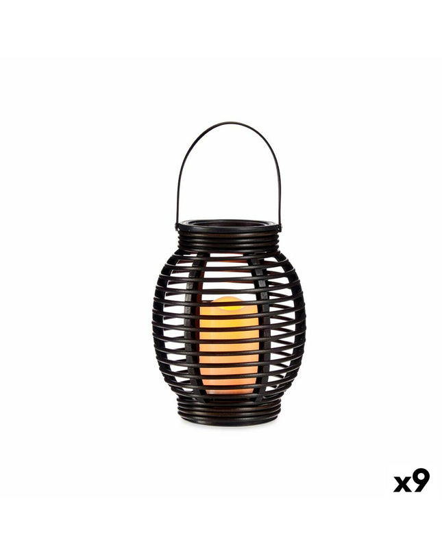 Set of nine Ibergarden outdoor LED lanterns in dark gray plastic, 16x20x16 cm, for garden decoration and outdoor lighting.
