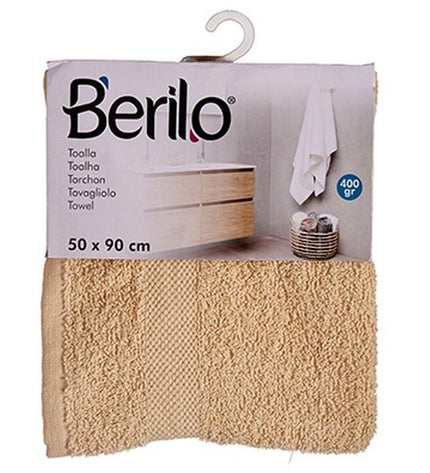 Set of six Berilo Crème bath towels made of 80% cotton and 20% polyester, 50 x 90 cm, for home and bathroom use.