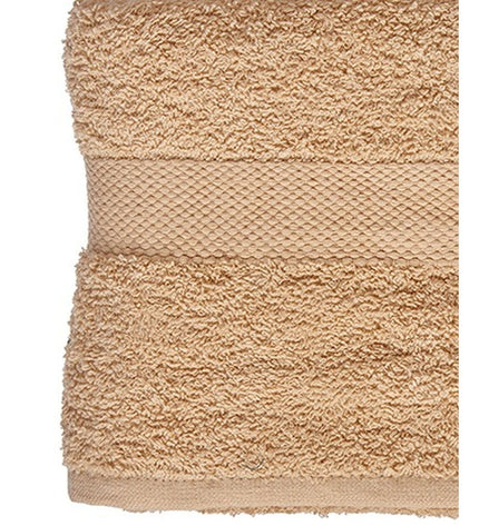 Berilo badhanddoek set with three 70x130 cm crème cotton-polyester towels for bathroom use.