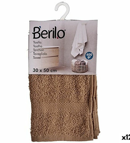 Set of 12 Berilo Kameel bath towels, 30x50 cm, made of 80% cotton and 20% polyester, for home and bathroom use