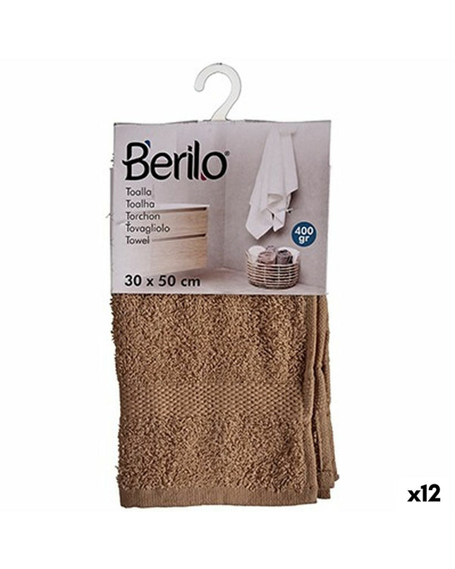 Set of 12 Berilo Kameel bath towels, 30x50 cm, made of 80% cotton and 20% polyester, for home and bathroom use