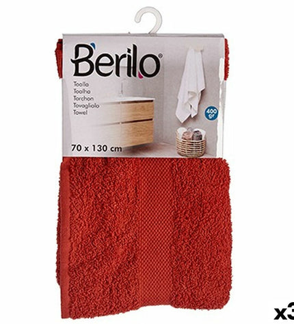 Set of three Berilo bath towels, 70x130 cm, made of 80% cotton and 20% polyester, in a soft, absorbent fabric for home use.