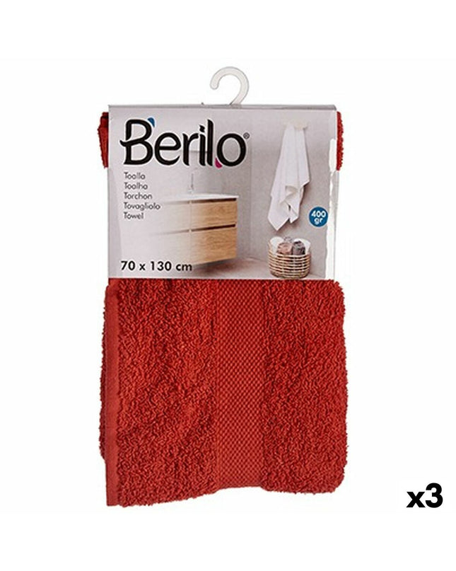 Set of three Berilo bath towels, 70x130 cm, made of 80% cotton and 20% polyester, in a soft, absorbent fabric for home use.