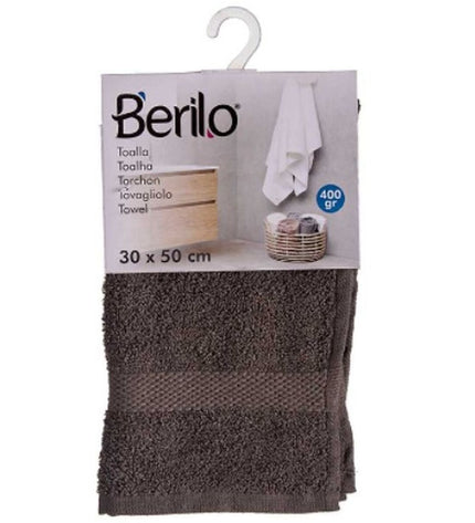 Berilo Grijs badhanddoek set with 12 soft 80% cotton, 20% polyester towels, 30x50 cm for bathroom use.