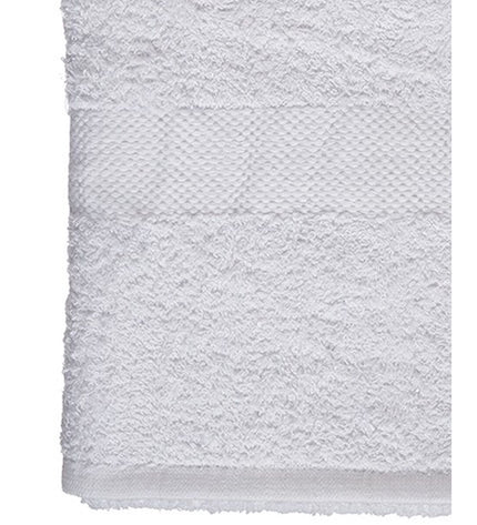 Set of three Berilo white bath towels, 70x130 cm, made of 80% cotton and 20% polyester, perfect for home and bath use.