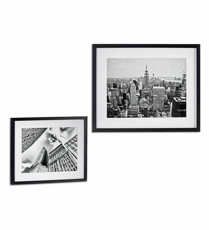 Set of six Gift Decor black wooden and glass building-themed wall art pieces, 43x3x53 cm each, for home decor and interior design.