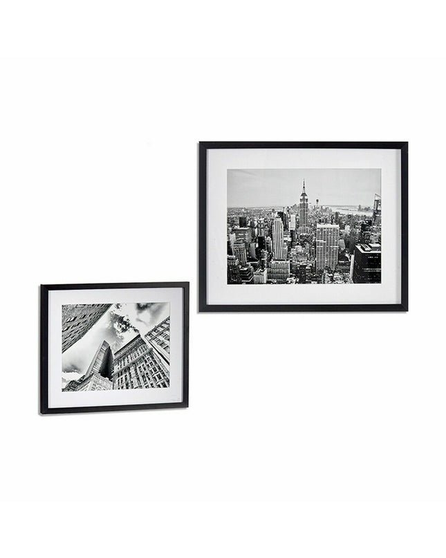 Set of six Gift Decor black wooden and glass building-themed wall art pieces, 43x3x53 cm each, for home decor and interior design.