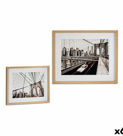 Six Gift Decor wall art panels with brown wood and glass, each measuring 43x3x53 cm, for home and kitchen decor.