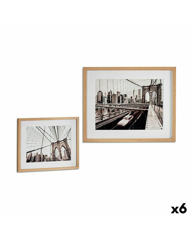 Six Gift Decor wall art panels with brown wood and glass, each measuring 43x3x53 cm, for home and kitchen decor.