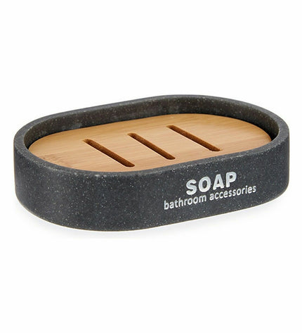 Set of 12 Berilo brown and gray soap dishes, 8x2.5x12.5 cm, made of hard material, designed for bathroom and kitchen use.