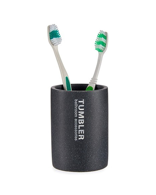 Gray Berilo Tandenborstelhouder Tumbler for bathroom, 7.5x10.2x7.5 cm, set of 12, made of durable resin.