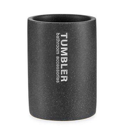 Gray Berilo Tumbler toothbrush holder in resin, 7.5 x 10.2 x 7.5 cm, set of 12, suitable for bathroom storage.