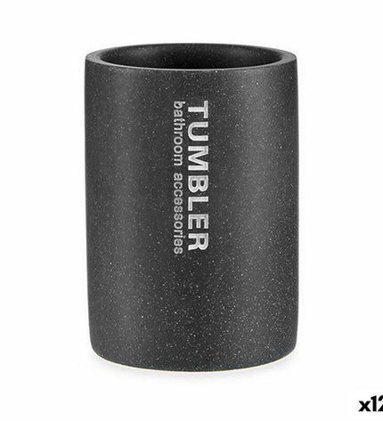 Gray Berilo tumbler toothbrush holder for bathroom, 7.5x10.2x7.5 cm, set of 12, made of durable resin.