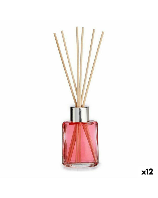 Set of 12 Acorde Aardbei parfum sticks in 30 ml bottles, home fragrance and decoration product, with pink and white packaging.