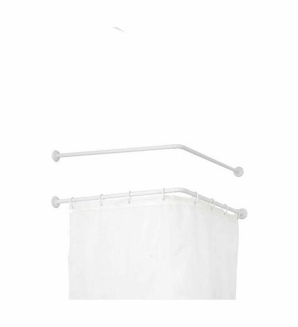 Set of 24 Berilo white aluminum curtain rods for bathroom, 80 cm length, with adjustable brackets and chrome finish.