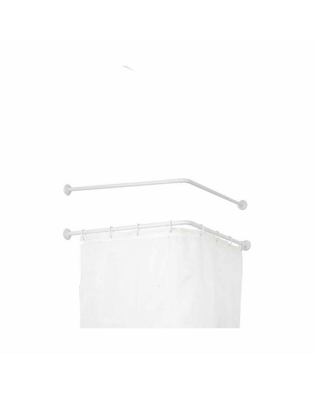 Set of 24 Berilo white aluminum curtain rods for bathroom, 80 cm length, with adjustable brackets and chrome finish.