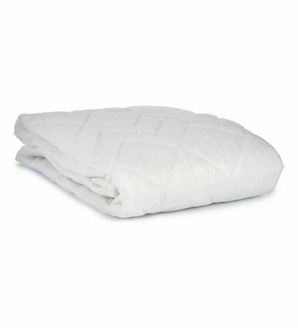 White mattress protector from Gift Decor, 90x190 cm, showing soft fabric and fitted edges for bed protection and comfort.