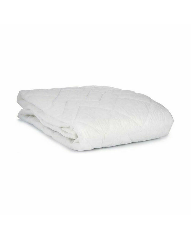 White mattress protector from Gift Decor, 90x190 cm, showing soft fabric and fitted edges for bed protection and comfort.
